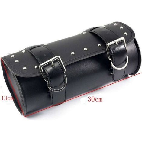 Sacoche de selle moto en cuir PU imperméable 30 x 13 cm Marron (1/4)