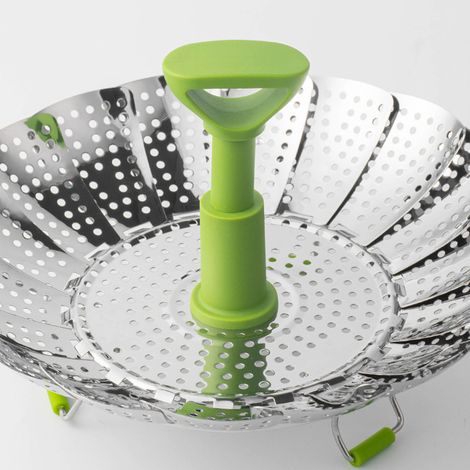 Panier vapeur pliable en acier inoxydable pour brioches aux fruits de mer. (1/5)