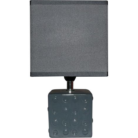 King Home DARK GREY TISCHLAMPE Keramik quadratischer Sockel 14x11x26h cm (1/3)