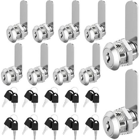 Briefkastenschloss 20 mm, 10er-Set mit Schlüssel, ein Schlüssel pro Zylinder, für Türen bis 16 mm (1/5)