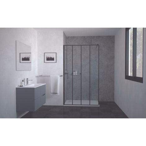 ONDEE - Mampara de baño VERIA - Vidrio templado - Decoración y acabados negro mate - 120x200x0,8cm (1/5)