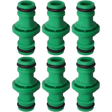 Filiyano-Lot de 6 raccords doubles pour tuyau d'arrosage, raccords mâles doubles en plastique compatibles avec les tuyaux d'arrosage (vert) (1/4)
