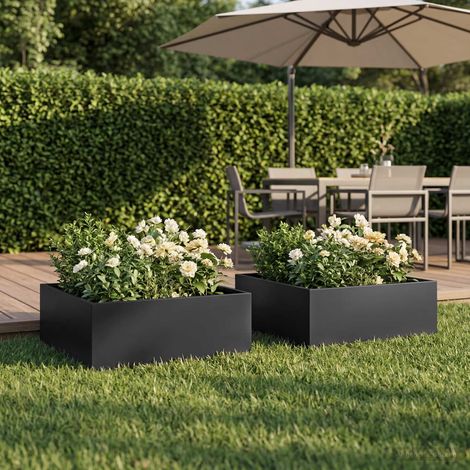 vidaXL Macetero de Jardín 2 uds. Negro 60 x 60 x 20 cm (1/5)