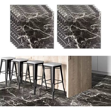 Pavimento Adesivo in PVC Effetto Marmo Kit 10 PZ – 2.1MQ MARMO NERO