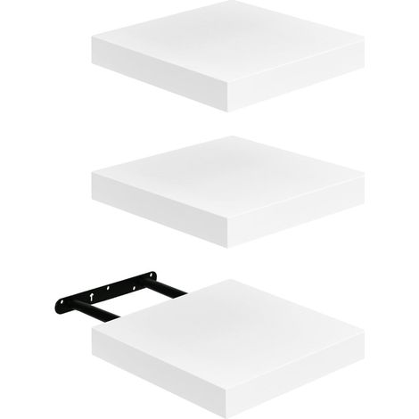 Étagère Murale 20x20cm Salle de Bain Lot de 3 Solution Rangement Compacte Espace Réduit Cuisine,Bois Blanc Grainé (1/5)