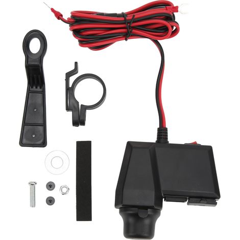 Chargeur Moto USB Double Prise 10-24V avec Voltmètre Numérique Rouge pour Quad (1/5)