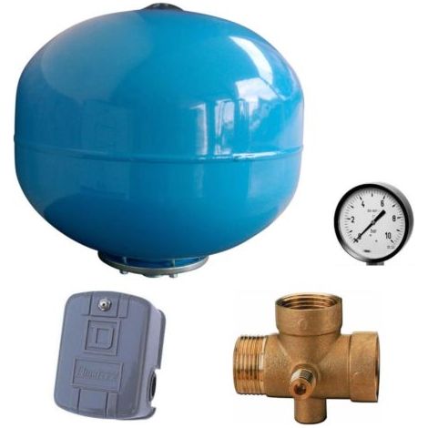 KIT AUTOCLAVE SERBATOIO IDROSFERA LT 24 +MANOMETRO+ PRESSOSTATO+ RACCORDO 5 VIE