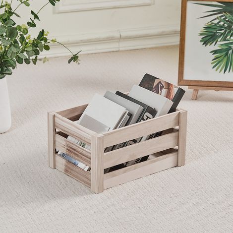 Original Wood Color Vintage Wooden Box Storage Box Decorative Basket 35cm (W) x 25cm (D) x 18cm (H) (1/5)