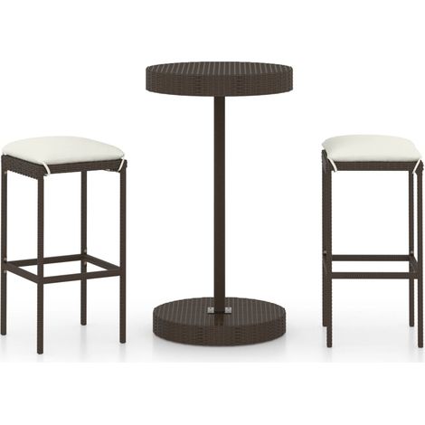 Maison Exclusive - Set Bar da Giardino 3 pz con Cuscini in Polyrattan Marrone