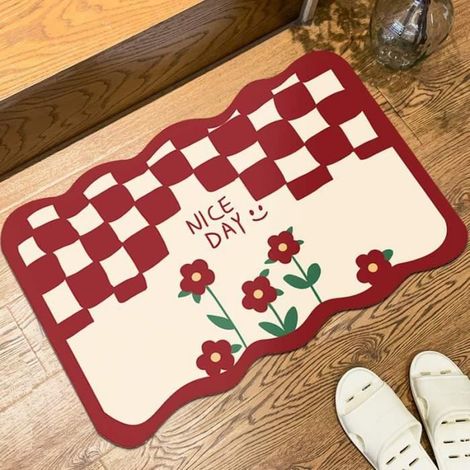 Home Tapis de porte d'entrée Tapis modernes Tapis Salle de Bain Paillasson Tapis de Sol Fleur rouge Mat 50x80cm (1/3)