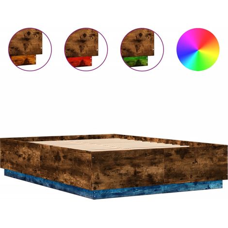 Maison Exclusive - Estructura cama con luces LED madera roble ahu