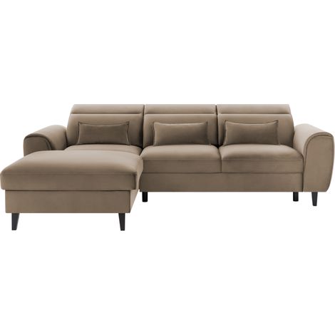Canapé d'angle convertible marron angle gauche 4 places FABLE (1/5)