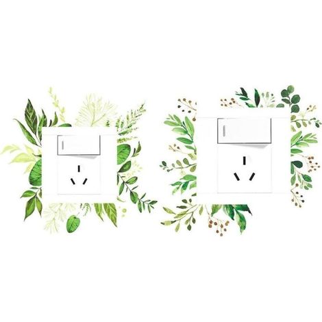 Feuille Verte Interrupteur Autocollant 2 Pièces Amovible Plante Lumière Interrupteur Décor Décalcomanies Bricolage Mur Art Autocollants