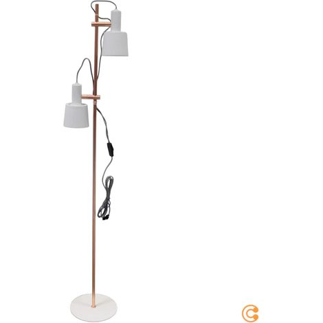 [NEUWERTIG] B-Ware Paulmann Haldar Stehlampe Leuchte Lampe Weiß Kupfer 2 Flammig E14 Metall Textil