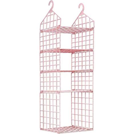 Faltbarer Kleiderschrank-Organizer mit 5 Netzfächern, Hängeregal für Kleidung, Schuhe und Taschen, Rosa - KZQ