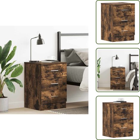 Nachttisch Räuchereiche 38x35x56 cm Holzwerkstoff - Nachttisch - Holzwerkstoff - Sideboard - Wohnraum - Schlafzimmer