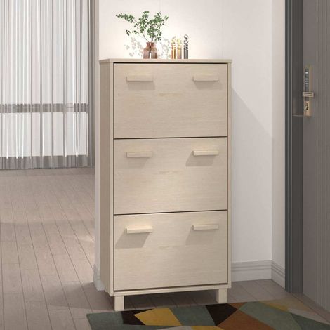vidaXL Zapatero HAMAR madera pino maciza marrón miel 59,5x35x117 cm (1/5)
