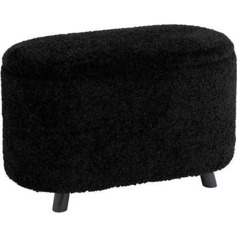Pouf & Coffre de Rangement "Teddy" 80cm Noir (1/4)