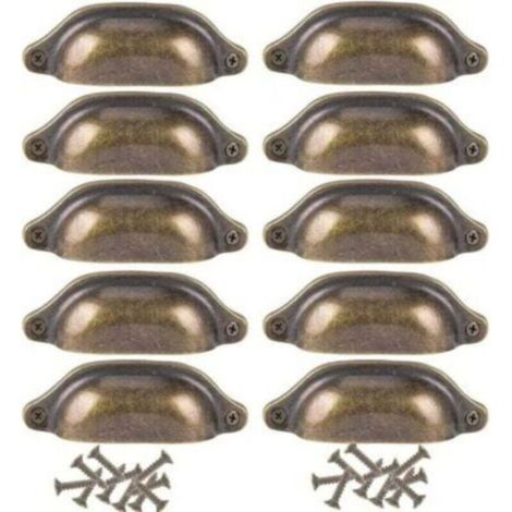10 Stück Retro-Muschelgriffe, Vintage-Möbelgriffe für Schränke, Kleiderschränke, Kommoden, Schubladen (1/4)