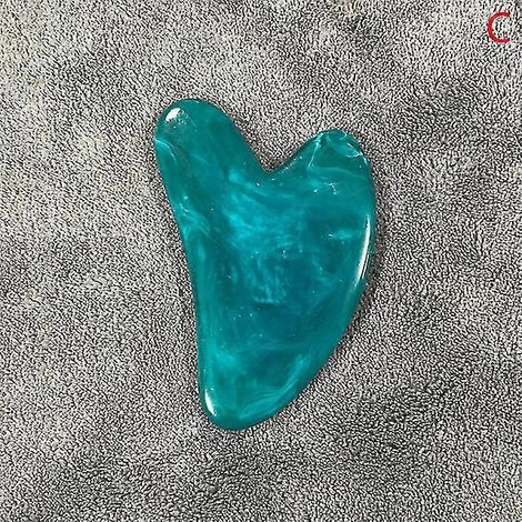 Gua Sha Gouache-Schaber aus natürlichem Jade-Harz für Gesicht und Körper – Hautstraffung, Faltenreduzierung, Schönheits- und Spa-Pflegewerkzeug – Harz Blau-C (1/5)
