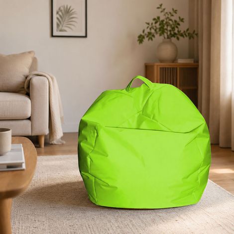 Talamo Italia - Pouf Ascia, Poltrona multiuso, Poltroncina sacco, Pouf poggiapiedi, Made in Italy, 65x65 h50 cm, Verde (1/3)