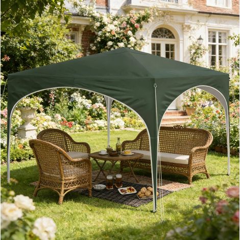 Pabellón jardín plegable regulable impermeable verde HAVRYA (1/5)