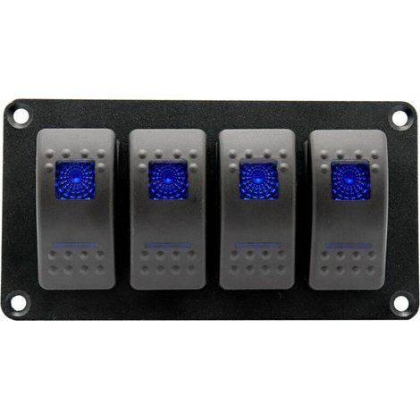 Panneau d'interrupteur à bascule 12V – 4 interrupteurs rétroéclairés – Aluminium étanche pour bateau et véhicule – Installation facile (1/5)