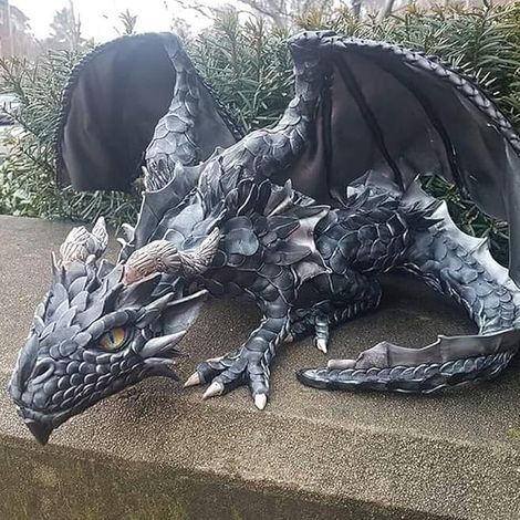Big Squatting en résine, Figurines de Gardien de Dragon blindé, Sculpture de Dragon Reison, Statue de Dragon Volant Vintage pour décoration intérieure ou extérieure (1/5)