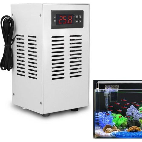 Refroidisseur D'aquarium, Petit Refroidisseur D'Eau Hydroponique Silencieux de 5,28 Gal/20 L 72W, Système de Refroidissement D'aquarium Domestique pour Eau de Mer et Eau Douce (Prise)