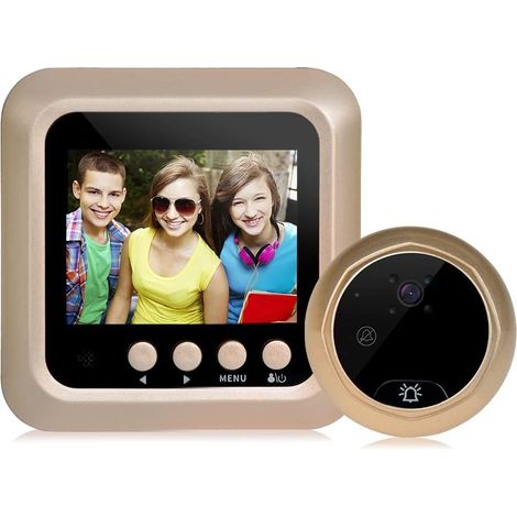 Cámara de seguridad con mirilla digital, timbre inteligente, pantalla LCD de 2,4 pulgadas, visión nocturna, captura de fotos, cámara de vigilancia digital para puerta