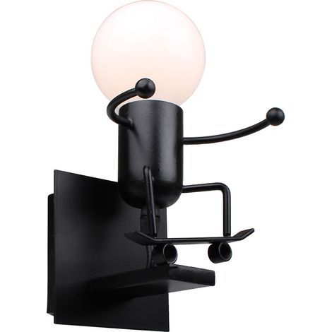 Stoex – Applique murale chambre – Fer noir créatif – Style contemporain et rétro – Lumière décorative pour enfants et couloir