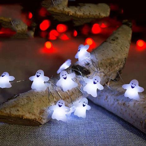 LED-Halloween-Lichterkette, gruselig, 5 m, 50 LEDs, USB – Geister-Dekoration für Innen- und Außenbereich-lsw