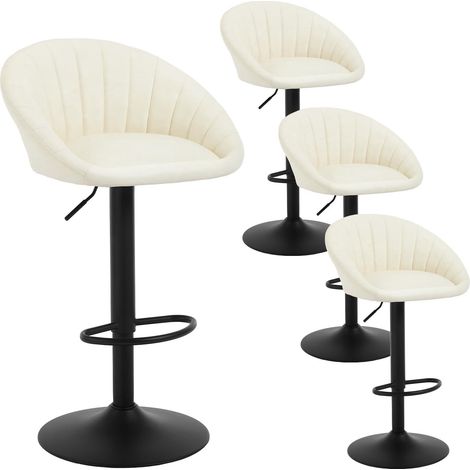 Lot de 4 Tabouret de Bar WOLTU, Chaise de Bar Pivotante Réglable en Hauteur, Tabouret Cuisine en Similicuir Vintage et métal, Beige (1/5)