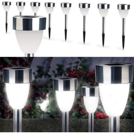 X8 LED solar bollard light, white tulip shape (1/4)