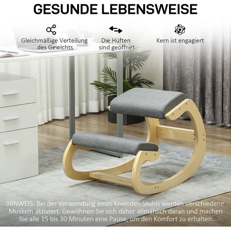 Tabouret de genoux ergonomique, chaise inclinable pour bureau à domicile, fauteuil de posture gris, idéal pour améliorer l'alignement du dos et le confort assis. (1/5)