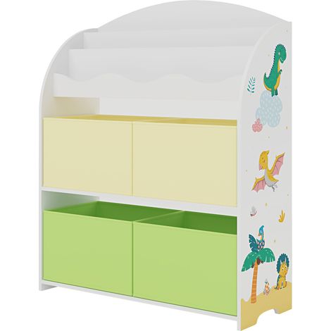 Scaffale dal design senza tempo per soggiorno/camera da letto mobiletto portaoggetti per bambini con motivo a dinosauri 98 x 83 x 30 cm bianco 030011312