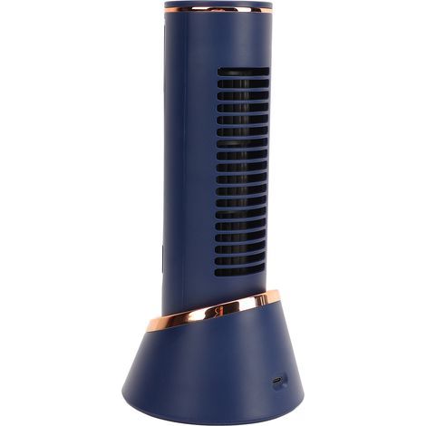 Mini-Turmventilator ohne Rotorblätter, 5V 2A Typ C 4000mAh 3 Geschwindigkeitsstufen, leise, blau, für Studentenwohnheime (1/5)