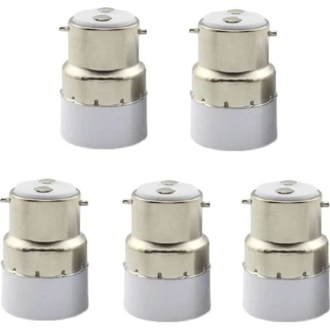 Lntyq Paquet de 5 convertisseurs de douille d'ampoule B22 à E14 Douille de douille B22 Passer au support de lampe adaptateur standard E14