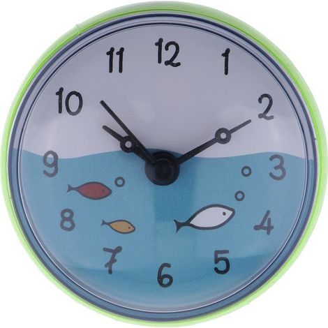 Horloge D'aspiration Murale De Salle De Bains étanche Affichage Du Temps Home Decor Cadeau Vert (1/5)