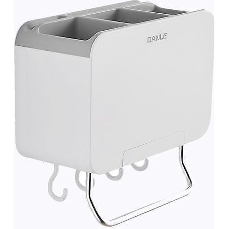 Organiseur de cuisine DANLE, porte-couteaux, égouttoir mural avec support pour téléphone portable et barre porte-serviettes, gris (1/5)