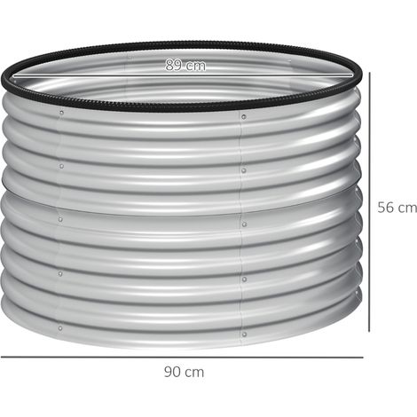 Lot de 2 jardinières surélevées kit de jardinière ronde surélevée fonds ouverts acier galvanisé 90 x 90 x 56 cm argent (1/4)