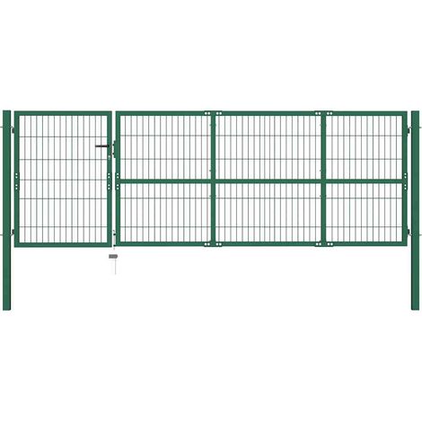 Portail de jardin avec poteaux 350x100 cm acier vert