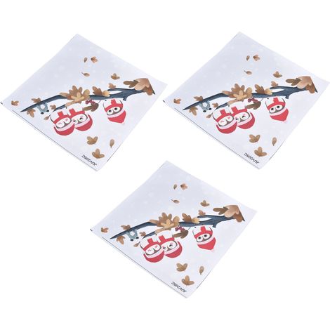 Set mit 3 statischen Weihnachts-PVC-Aufklebern, Eulen, Zweige, Schneeflocken, kreative und minimalistische Wanddekoration (JUV205-C) (1/5)