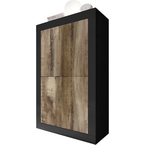 Azura Home Design – Vaisselier argentier BASIC 4 portes noir mat – Dimensions 102 x 162 x 43 cm – Structure en aggloméré 16 mm – Poignées et charnières métal - PERO 102 X