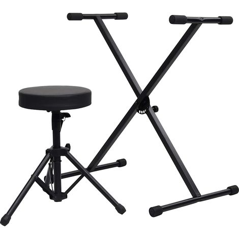 vidaXL Set de soporte para teclado y taburete negro (1/5)