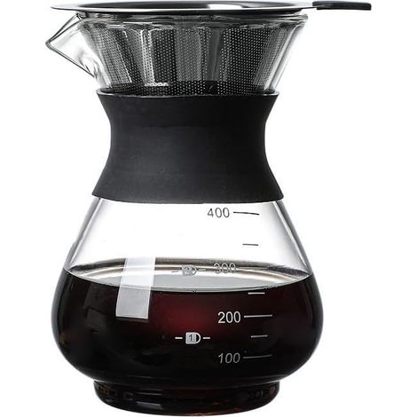 400ml Coffee Maker Cup Coffee Maker Glass Drip Manual Coffee Maker Manual Coffee Maker Stainless Steel Filter (1/5)