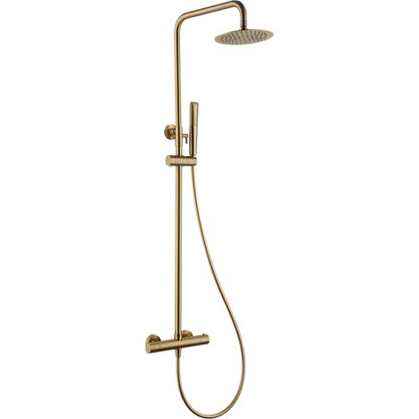 Ensemble de douche avec thermostat  Modèle NAPLES  Couleur Or  Finition en Or brossé [IMEX®]