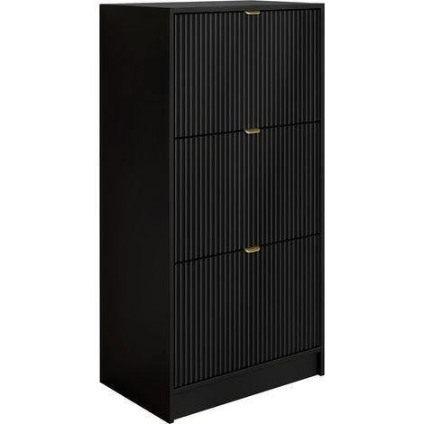 Zapatero Comfivo Velal III, Negro, 60x120x40cm, MDF, Aglomerado laminado