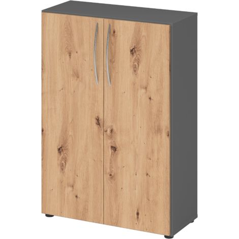 bümö basic Aktenschrank - 3 Ordnerhöhen   Graphit/Asteiche