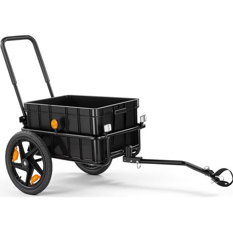 Remorque Cargo pour Vélo 2 en 1, Charge 45 kg, Chariot de Transport Robuste avec Bâche Imperméable, Roues de 178 et 406 mm, Réflecteur, Cadre en Acier Carbone, pour Roues de Vélo 559-711 mm (1/5)